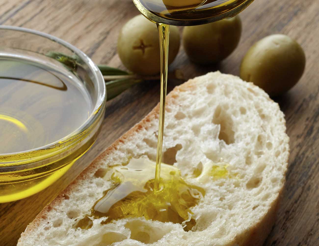 Bread, salt and olive oil.